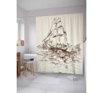 Штора (занавеска) для ванной JoyArty "Корабль близок к крушению" из сатена, 180х200 см с крючками, sc_16720