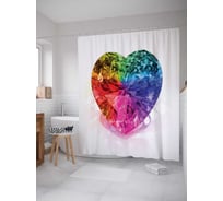 Штора (занавеска) для ванной JoyArty "Радужная драгоценность" из сатена, 180х200 см с крючками, sc_17400