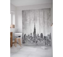 Штора (занавеска) для ванной JoyArty "Растущие небоскребы" из сатена, 180х200 см с крючками, sc_17718