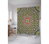 Штора (занавеска) для ванной JoyArty "Мозаический танец" из сатена, 180х200 см с крючками, sc_12305