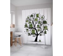 Штора (занавеска) для ванной JoyArty "Жилое дерево" из сатена, 180х200 см с крючками, sc_17724