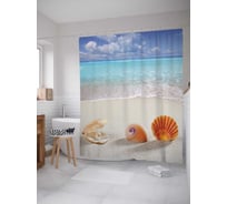 Штора (занавеска) для ванной JoyArty "Редкие ракушки" из сатена, 180х200 см с крючками, sc_11807