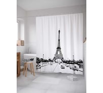 Штора (занавеска) для ванной JoyArty "Дорога под Эйфелевой башней" из сатена, 180х200 см с крючками, sc_17729