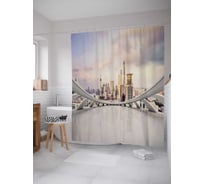Штора (занавеска) для ванной JoyArty "Город будущего" из сатена, 180х200 см с крючками, sc_11791
