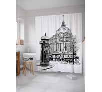 Штора (занавеска) для ванной JoyArty "Парижский театр" из сатена, 180х200 см с крючками, sc_17719