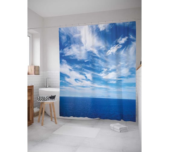 Штора (занавеска) для ванной JoyArty "Небо нарисовало узор" из сатена, 180х200 см с крючками, sc_17356 1
