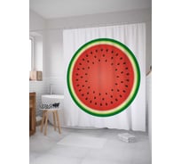 Штора (занавеска) для ванной JoyArty "Спелый арбуз" из сатена, 180х200 см с крючками, sc_118389