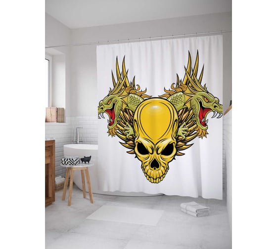 Штора (занавеска) для ванной JoyArty "Воинский герб" из сатена, 180х200 см с крючками, sc_17921 1