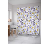 Штора (занавеска) для ванной JoyArty "Цветочный узор" из сатена, 180х200 см с крючками, sc_18370