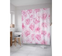 Штора (занавеска) для ванной JoyArty "Цветочные узоры" из сатена, 180х200 см с крючками, sc_14776
