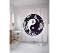 Штора (занавеска) для ванной JoyArty "Ночной ИНЬ-ЯНЬ" из сатена, 180х200 см с крючками, sc_17339