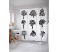 Штора (занавеска) для ванной JoyArty "Древесные виды" из сатена, 180х200 см с крючками, sc_17731