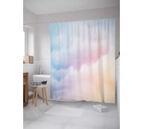 Штора (занавеска) для ванной JoyArty "Цветные облака" из сатена, 180х200 см с крючками, sc_17355