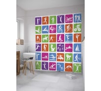 Штора (занавеска) для ванной JoyArty "Спортивные состязания" из сатена, 180х200 см с крючками, sc_10926