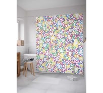 Штора (занавеска) для ванной JoyArty "Свободные сердца" из сатена, 180х200 см с крючками, sc_11763