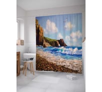 Штора (занавеска) для ванной JoyArty "Волны рвутся на свободу" из сатена, 180х200 см с крючками, sc_15100