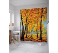 Штора (занавеска) для ванной JoyArty "Природная аллея" из сатена, 180х200 см с крючками, sc_15131