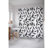 Штора (занавеска) для ванной JoyArty "Листья забвения" из сатена, 180х200 см с крючками, sc_21692