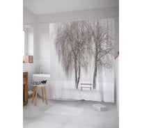 Штора (занавеска) для ванной JoyArty "Деревянная арка" из сатена, 180х200 см с крючками, sc_17630