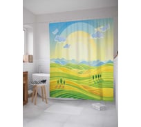 Штора (занавеска) для ванной JoyArty "Веселые холмы" из сатена, 180х200 см с крючками, sc_14898