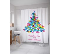 Штора (занавеска) для ванной JoyArty "Елочка в любви" из сатена, 180х200 см sc_378750