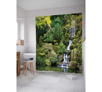 Штора (занавеска) для ванной JoyArty "Дикий незаметный водопад" из сатена, 180х200 см с крючками, sc_15325