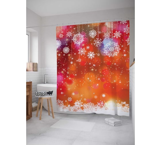 Штора (занавеска) для ванной JoyArty "Снежный туман" из сатена, 180х200 см sc_378744 1