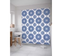 Штора (занавеска) для ванной JoyArty "Цветочный узор" из сатена, 180х200 см с крючками, sc_18374