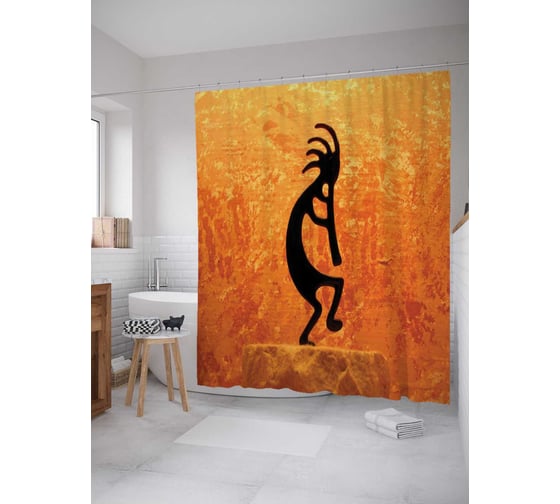 Штора (занавеска) для ванной JoyArty "Силуэт в огне" из сатена, 180х200 см с крючками, sc_13212 1