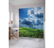 Штора (занавеска) для ванной JoyArty "Поле под ясным небом" из сатена, 180х200 см с крючками, sc_17345