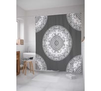 Штора (занавеска) для ванной JoyArty "Ажурные круги" из сатена, 180х200 см с крючками, sc_17930