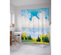 Штора (занавеска) для ванной JoyArty "Чудная погодка" из сатена, 180х200 см с крючками, sc_15838