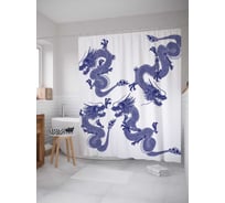 Штора (занавеска) для ванной JoyArty "Морозные драконы" из сатена, 180х200 см с крючками, sc_17901