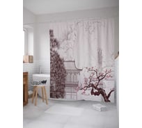 Штора (занавеска) для ванной JoyArty "Китайская культура" из сатена, 180х200 см с крючками, sc_15808