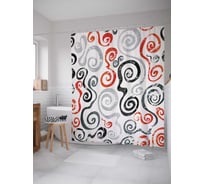 Штора (занавеска) для ванной JoyArty "Силуэты с завитками" из сатена, 180х200 см с крючками, sc_17669