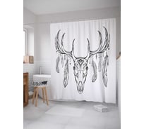 Штора (занавеска) для ванной JoyArty "Украшенный череп" из сатена, 180х200 см с крючками, sc_17522