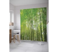 Штора (занавеска) для ванной JoyArty "Густой солнечный лес" из сатена, 180х200 см с крючками, sc_10018