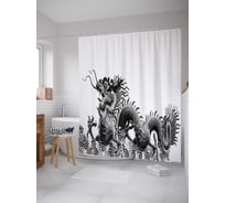 Штора (занавеска) для ванной JoyArty "Темный дракон" из сатена, 180х200 см с крючками, sc_17912