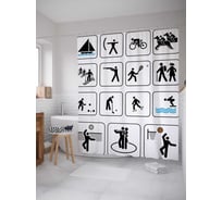 Штора (занавеска) для ванной JoyArty "Обозначения спортивных игр" из сатена, 180х200 см с крючками, sc_17506