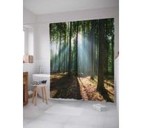 Штора (занавеска) для ванной JoyArty "Солнечный лес" из сатена, 180х200 см с крючками, sc_14622