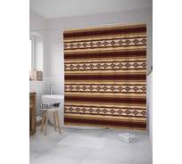 Штора (занавеска) для ванной JoyArty "Полосы с орнаментом" из сатена, 180х200 см с крючками, sc_10212