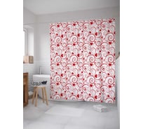 Штора (занавеска) для ванной JoyArty "Сердечные завитки" из сатена, 180х200 см с крючками, sc_11736