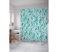 Штора (занавеска) для ванной JoyArty "Лиственная преграда" из сатена, 180х200 см с крючками, sc_11568