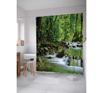 Штора (занавеска) для ванной JoyArty "У приятной реки" из сатена, 180х200 см с крючками, sc_11419