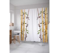 Штора (занавеска) для ванной JoyArty "Бамбуковый проход" из сатена, 180х200 см с крючками, sc_15788