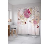 Штора (занавеска) для ванной JoyArty "Мечтательные бабочки" из сатена, 180х200 см с крючками, sc_17685