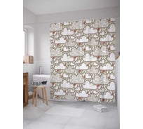 Штора (занавеска) для ванной JoyArty "Дождливая осень" из сатена, 180х200 см с крючками, sc_17933