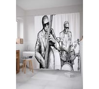 Штора (занавеска) для ванной JoyArty "Джаз не помешает" из сатена, 180х200 см с крючками, sc_16681