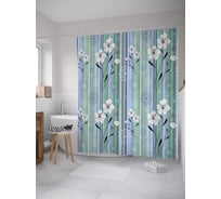 Штора (занавеска) для ванной JoyArty "Цветочное настроение" из сатена, 180х200 см с крючками, sc_11388