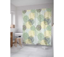 Штора (занавеска) для ванной JoyArty "Цветущие брызги" из сатена, 180х200 см с крючками, sc_11561